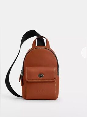Coach Turnlock Sling Pack Leather Backpack . New